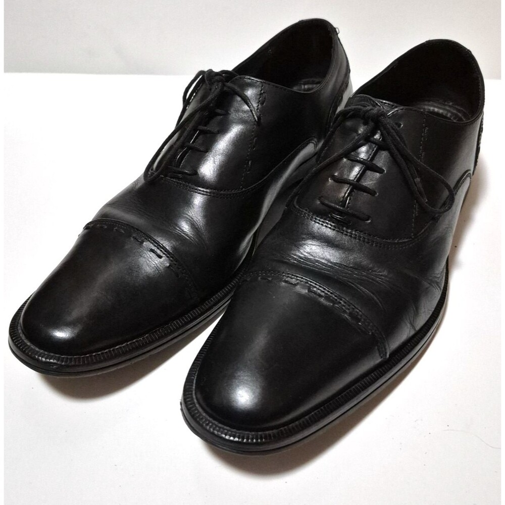 Johnston & Murphy Men's Black Leather Almond Toe Oxford Lace Up Shoes Size 12M
